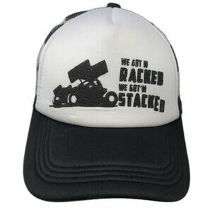 Hobby Lobby Trucker Hat White Black One Size Sprint Car Racing Checkered Pattern